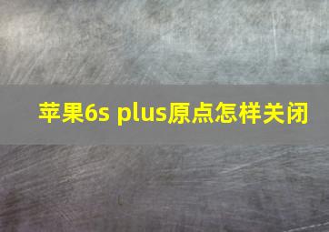 苹果6s plus原点怎样关闭